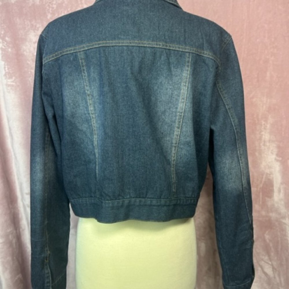 Roomates Womens Dark Wash Jean Denim Moto Studded Button Down Jacket  Size 1X - Picture 4 of 9